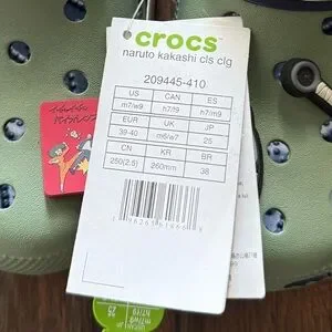 Naruto Crocs Kakashi Edition | Olive Green & Black | Size M7/W9 CROCS | Shoes | Naruto Crocs Kakashi Edition Olive Green  main image 4